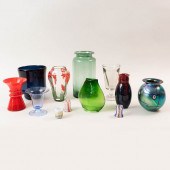 GROUP OF EIGHT STUDIO GLASS VE