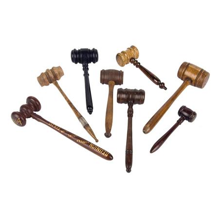 Group of Eight Treen Gavels 	 