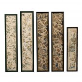 GROUP OF ELEVEN SILK EMBROIDER