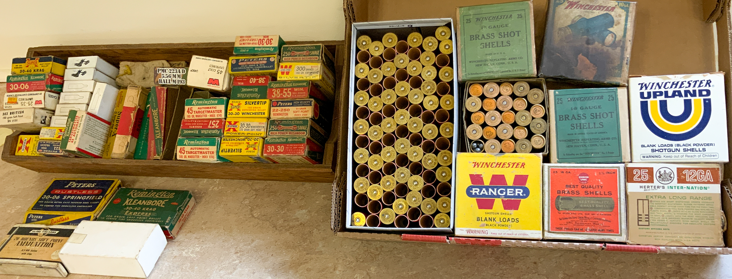 GROUP OF EMPTY AMMO BOXES,