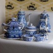 GROUP OF ENGLISH BLUE AND WHIT