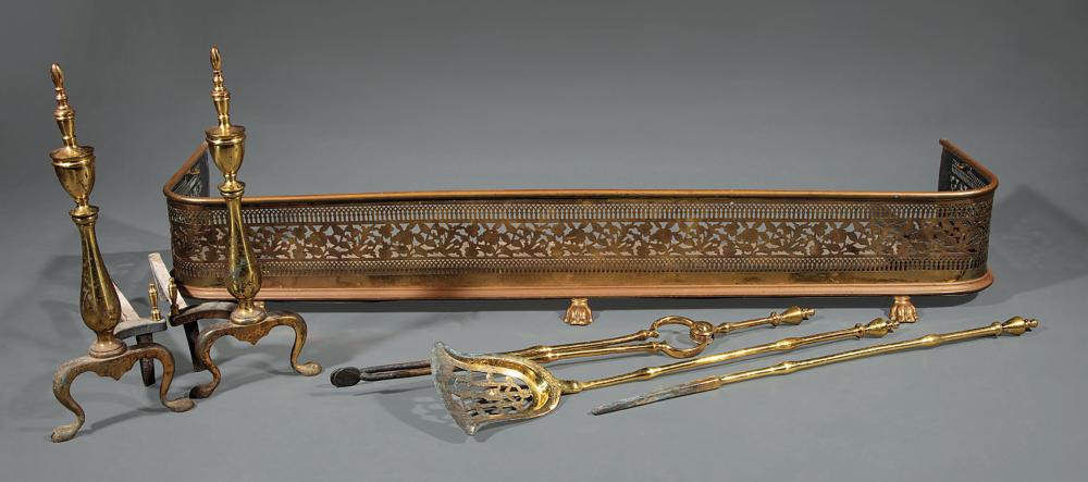 GROUP OF ENGLISH BRASS HEARTH