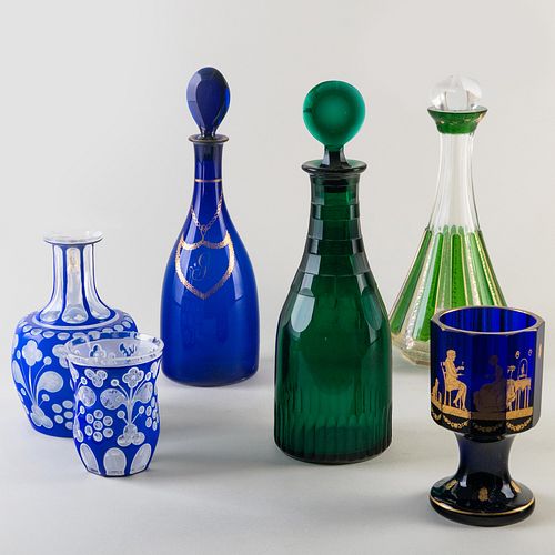 GROUP OF ENGLISH COLORED GLASS