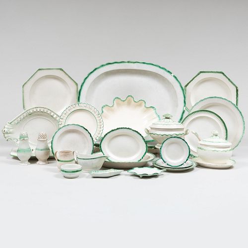 GROUP OF ENGLISH GREEN DECORATED