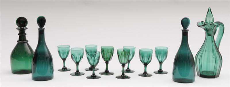 GROUP OF ENGLISH GREEN GLASS