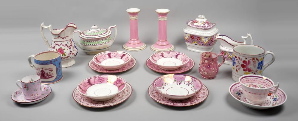 GROUP OF ENGLISH PINK LUSTRE