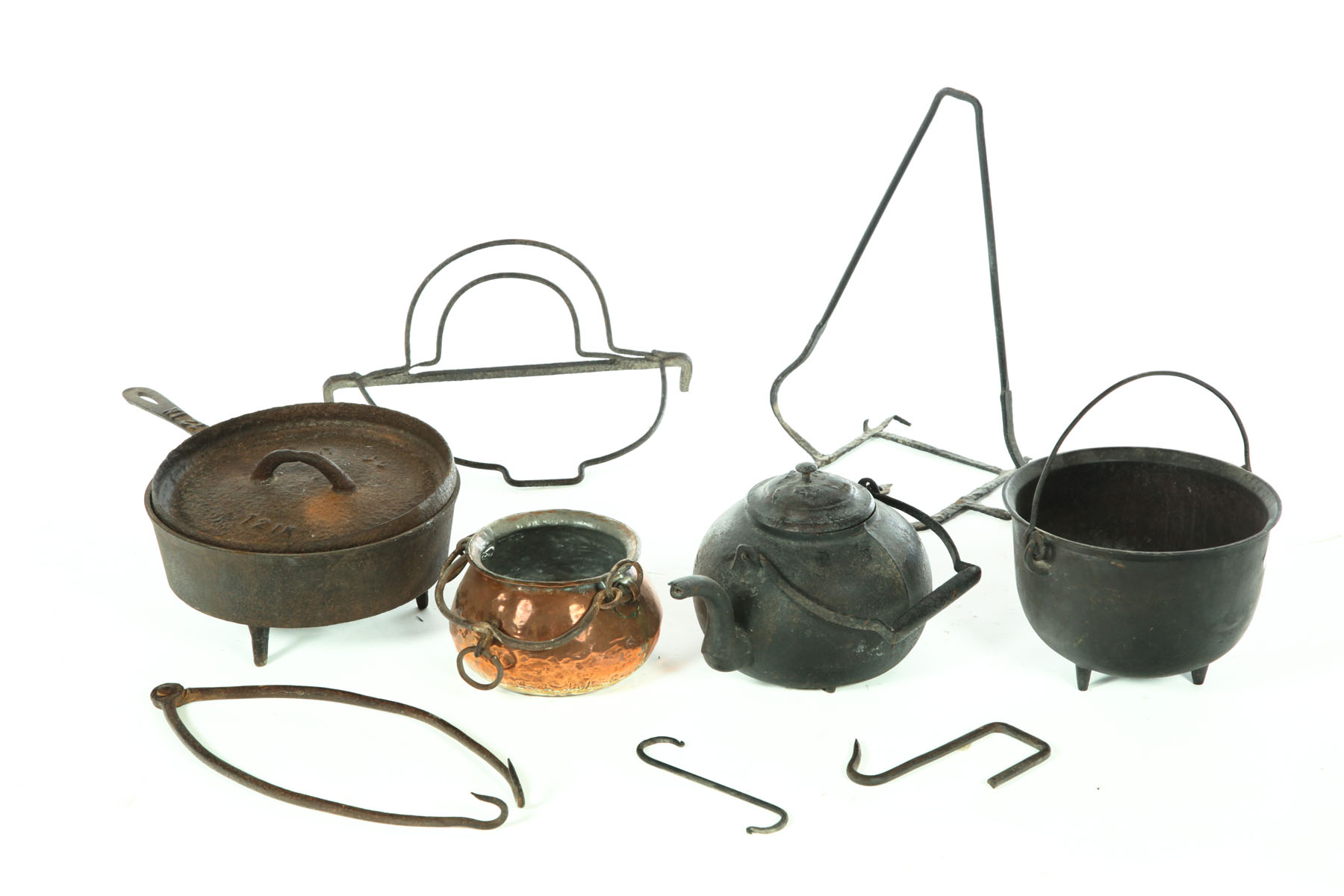 GROUP OF FIREPLACE POTS AND