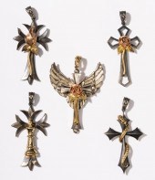GROUP OF FIVE 18 KARAT GOLD AN