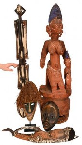 GROUP OF FIVE AFRICAN MASKS AN
