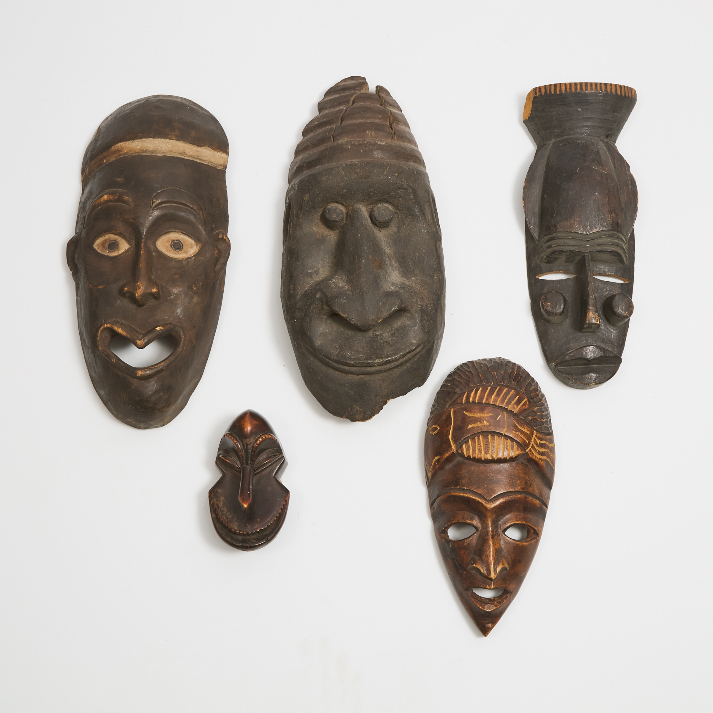 Group of Five African Masks