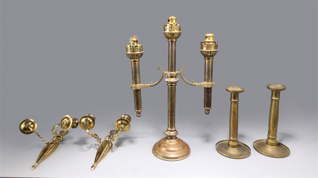 Group of five antique brass