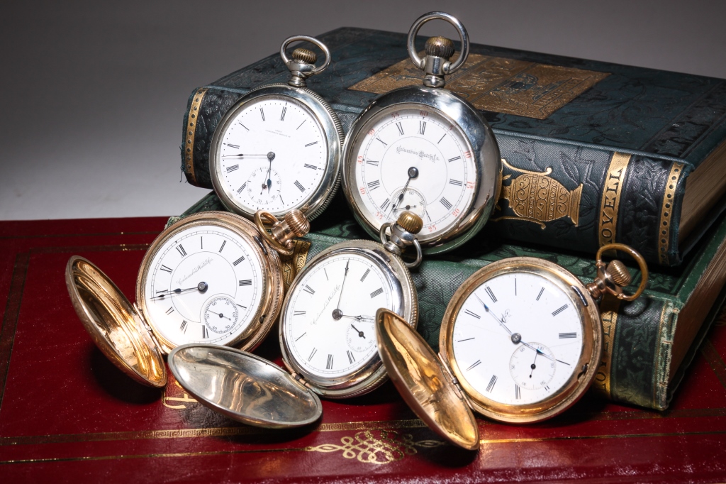 GROUP OF FIVE ANTIQUE POCKET