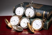 GROUP OF FIVE ANTIQUE POCKET W