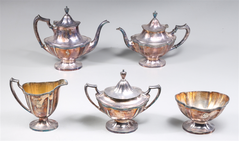 Group of five antique WCNS silver