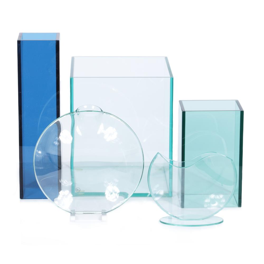 GROUP OF FIVE ART GLASS VESSELS: