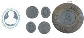 GROUP OF FIVE BASALT PLAQUES,
