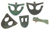 GROUP OF FIVE BRONZE AX HEADS