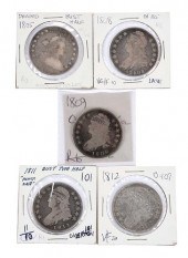 GROUP OF FIVE BUST HALF DOLLAR