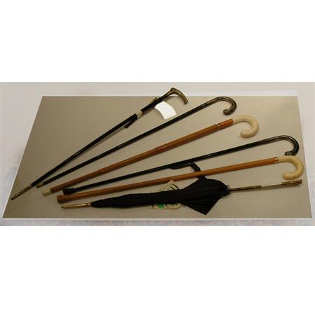 Group of Five Canes and an Umbrella