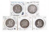 GROUP OF FIVE CAPPED BUST HALF