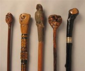 Group of five carved 'folk art