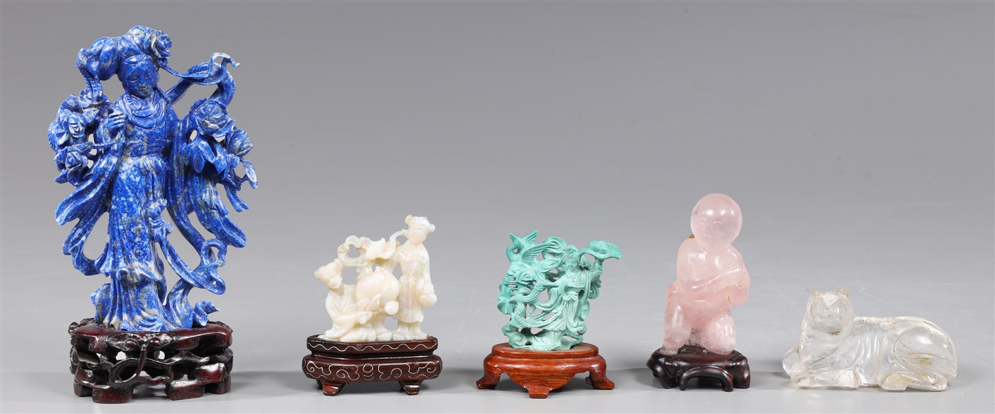 Group of five Chinese carvings