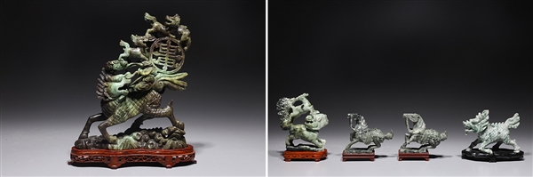 Group of five Chinese hardstone