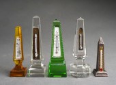 GROUP OF FIVE CLEAR AND COLORE