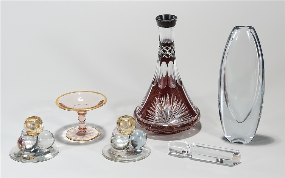Group of five colored glass