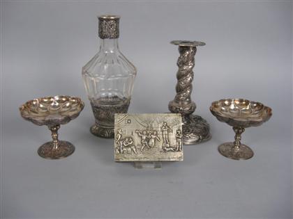 Group of five Continental silver