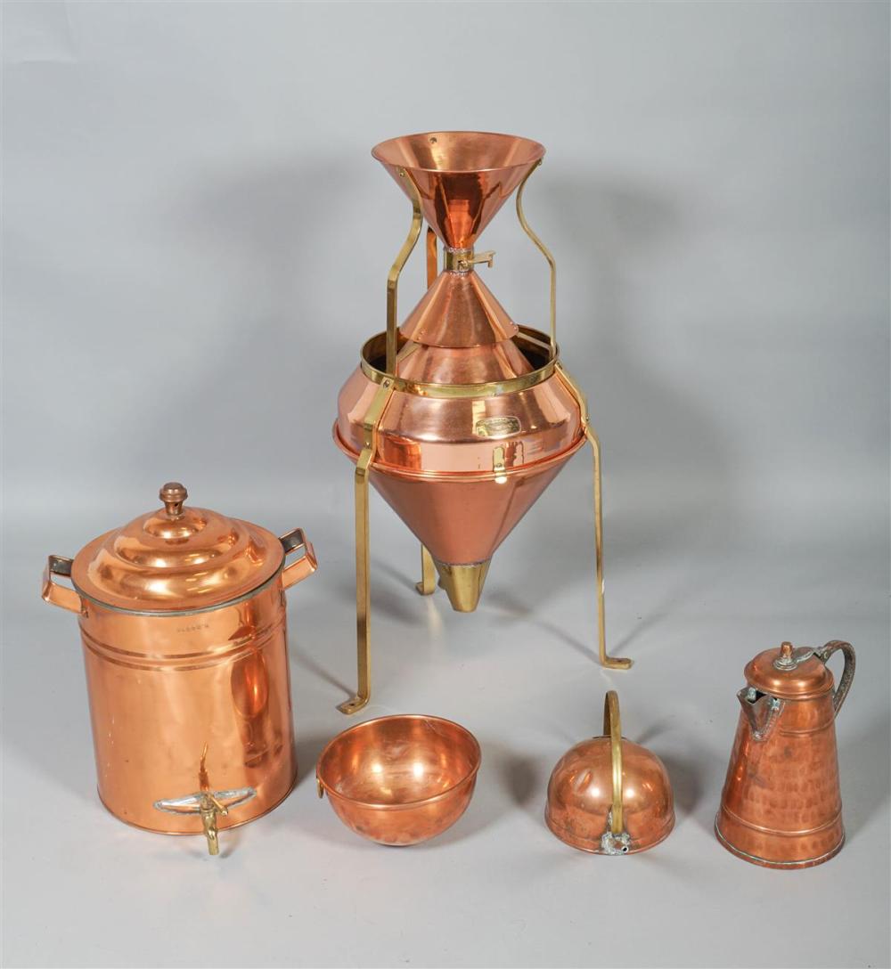 GROUP OF FIVE COPPER KITCHEN