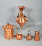 GROUP OF FIVE COPPER KITCHEN I