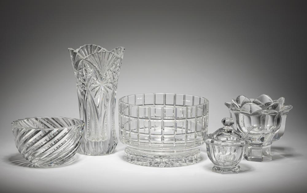 GROUP OF FIVE CRYSTAL TABLE