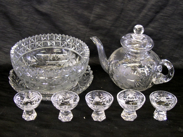 Group of Five Cut Glass Items, 