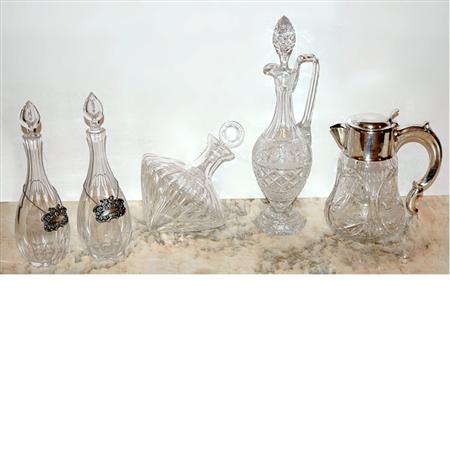 Group of Five Cut Glass Articles