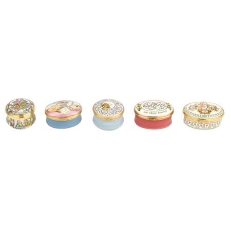 Group of Five Enamel Pill