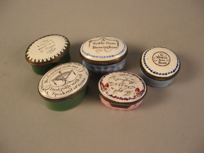 Group of five English enamel