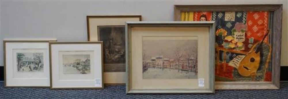GROUP OF FIVE ENGRAVINGS AND