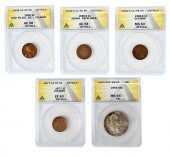 GROUP OF FIVE GRADED COINSIndi