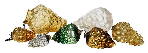 GROUP OF FIVE GRAPE FORM KUGELS AND