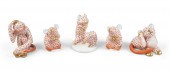 GROUP OF FIVE HEREND PORCELAIN
