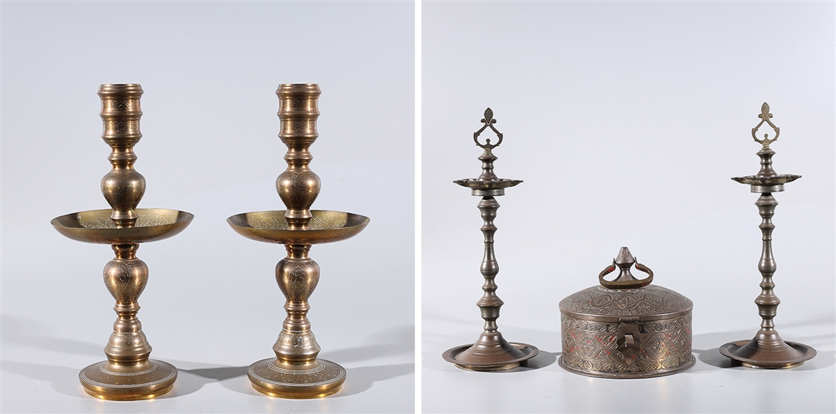 Group of five Indian metalworks