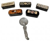 GROUP OF FIVE INLAID SNUFF BOX