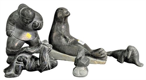GROUP OF FIVE INUIT SOAPSTONE
