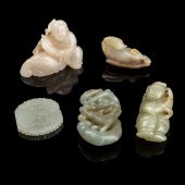 GROUP OF FIVE JADE PIECES
19TH