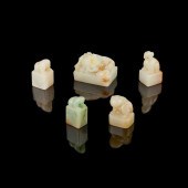 GROUP OF FIVE JADE SEALS ?????