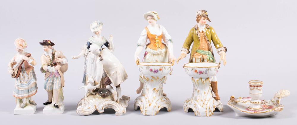 GROUP OF FIVE KPM PORCELAIN