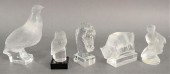 GROUP OF FIVE LALIQUE AND STEU