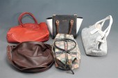 GROUP OF FIVE LEATHER AND CANV