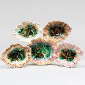 GROUP OF FIVE MAJOLICA BEGONIA